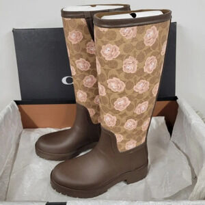 Coach Tall Signature Floral Rain  Boots